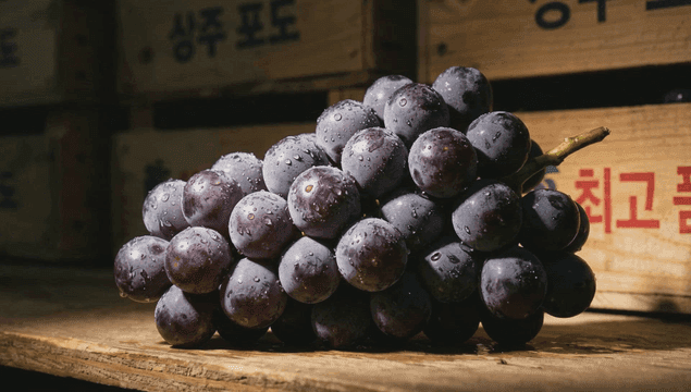 물방울이 맺힌 신선한 포도
