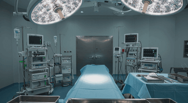 수술 도구가 있는 빈 수술실