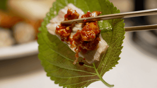 Korean dish with pork and spicy sauce