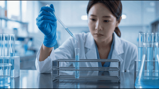 Scientist conducting an experiment in a lab