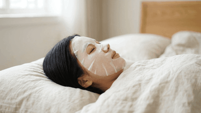 A woman relaxing with a facial mask