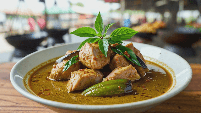 Fragrant green curry dish with fresh herbs