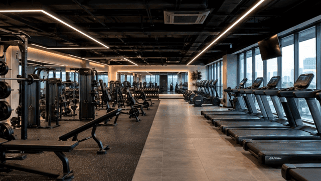 Modern gym with various fitness equipment