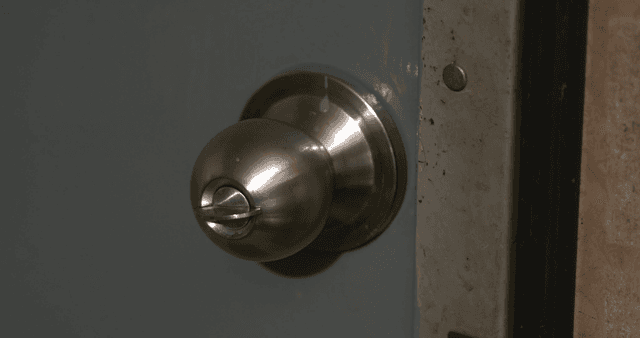 Close-up of metal door handle
