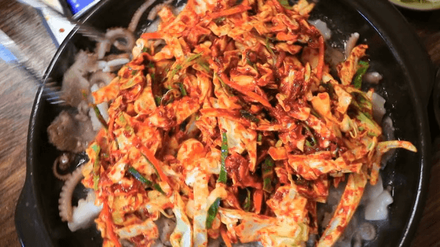 Korean stir-fried octopus with vegetables