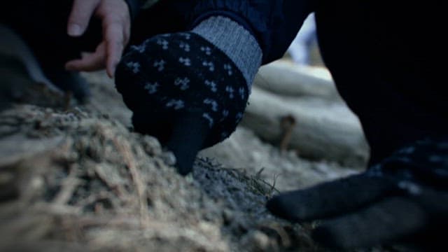 Man Digging with Gloved Hands