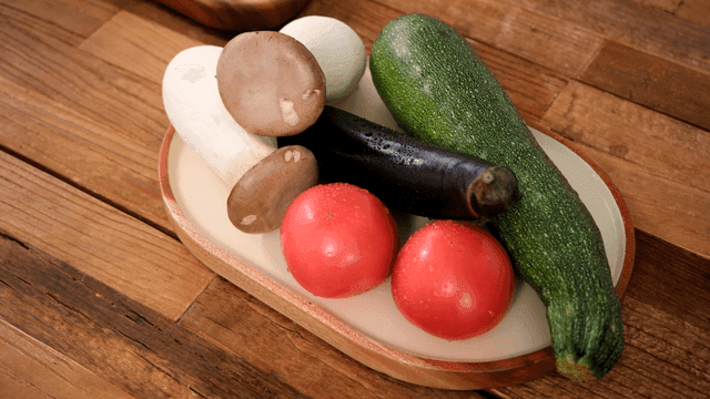 Fresh vegetables on a wooden table
