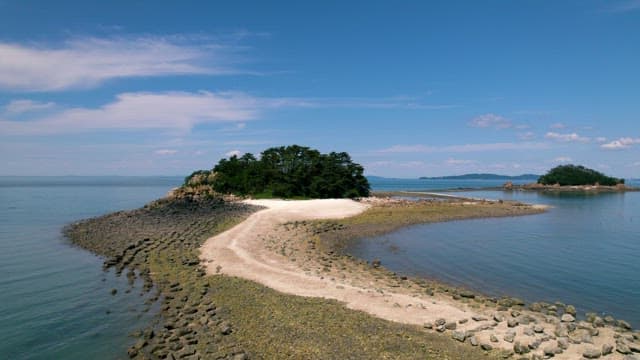 Small Island with Accesibility Because of the Sea Road