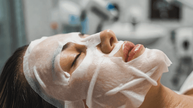 Woman receiving skin care