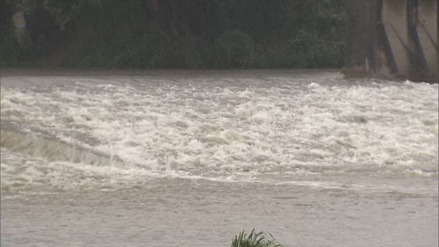 River swollen after heavy rain