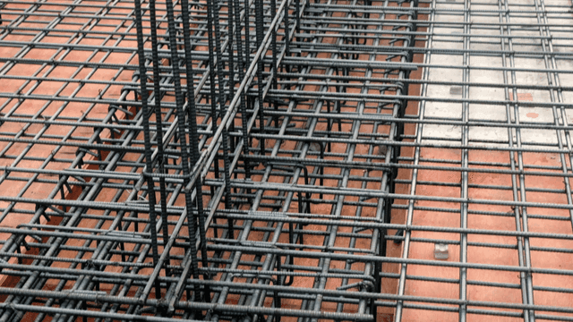 Steel reinforcement on a construction site