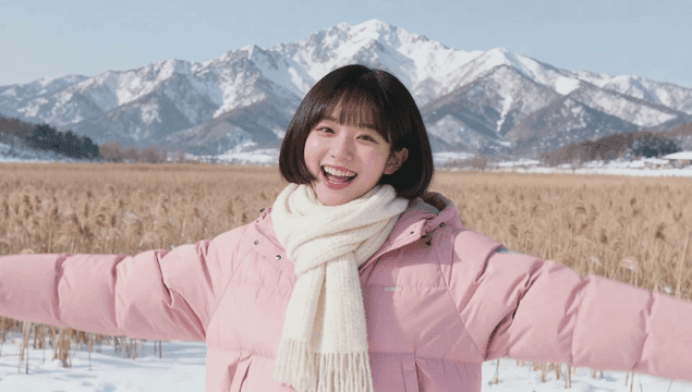Woman smiling in a snowy field