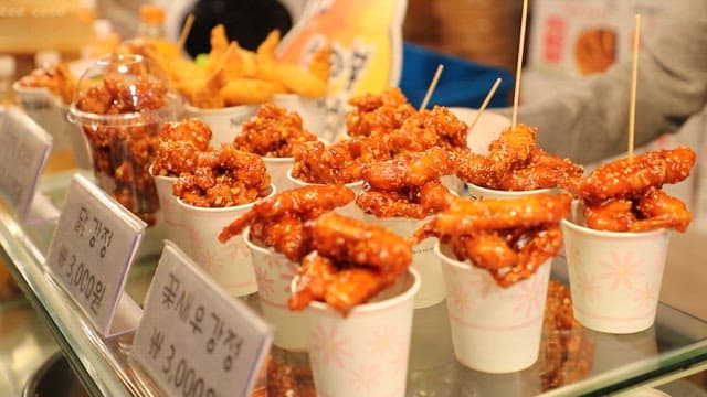 Delicious fried chicken sold at the market