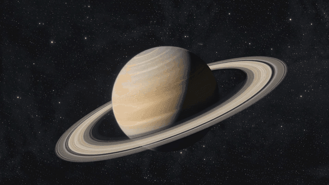 고리와 함께 있는 노란 행성