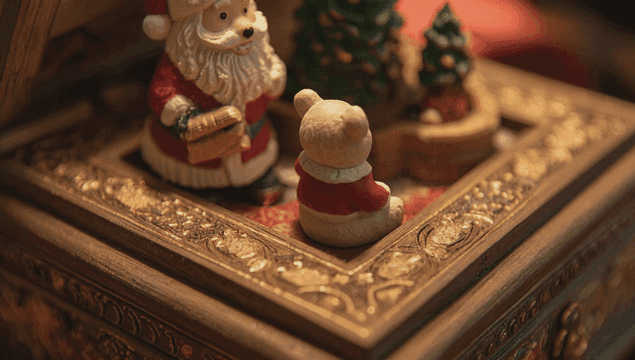 산타와 곰이 있는 크리스마스 오르골 장식