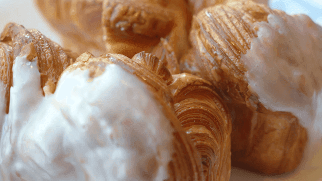 Glazed pastry on plate