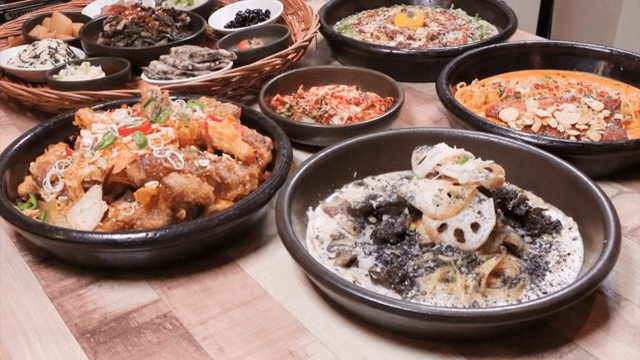 Variety of Korean dishes on a table