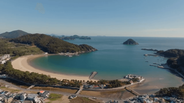 Coastal village with a serene beach