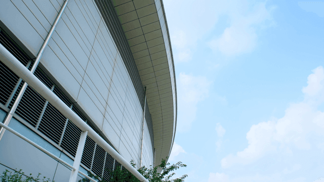 Modern building with a curved roof