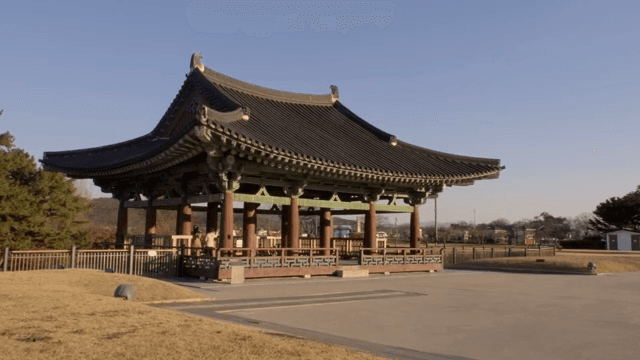 Traditional Korean pavilion in a park
