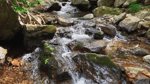 바위 위로 흐르는 시냇물