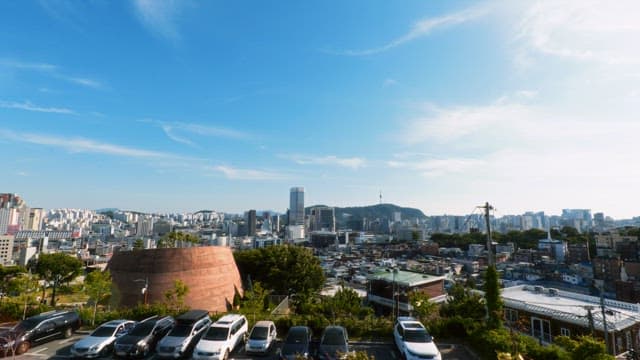 Wide Cityscape view with blue sky