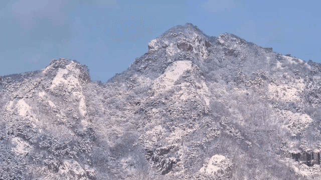 Snow-covered mountain under clear sky