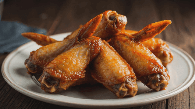 Plate of glossy chicken wings.