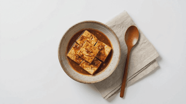 Braised tofu in a savory sauce