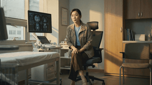 Doctor explaining medical images in an office
