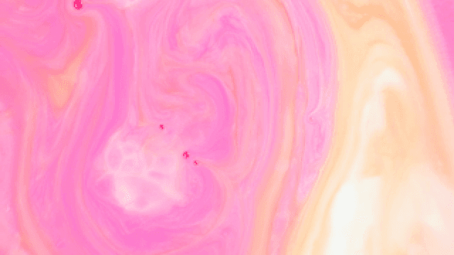 핑크색과 주황색 액체가 혼합되는 추상적인 패턴