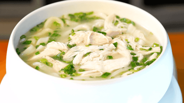Chicken kalguksu in bowl