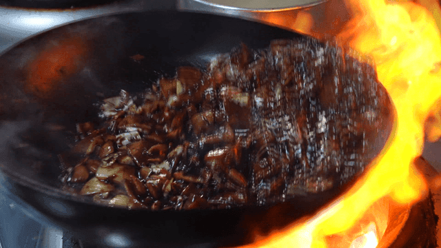 Jjajang stir-fried in wok