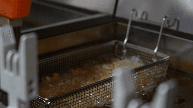 Fried chicken fried in fryer