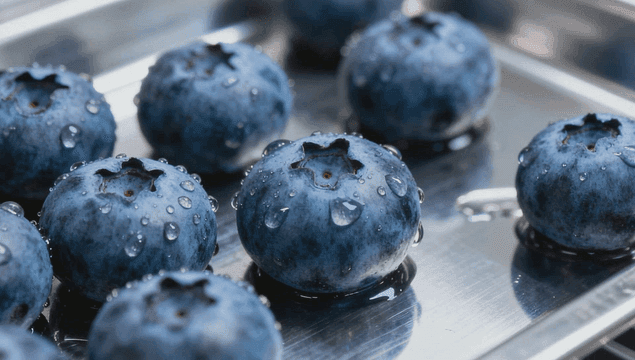 물방울이 맺힌 신선한 블루베리