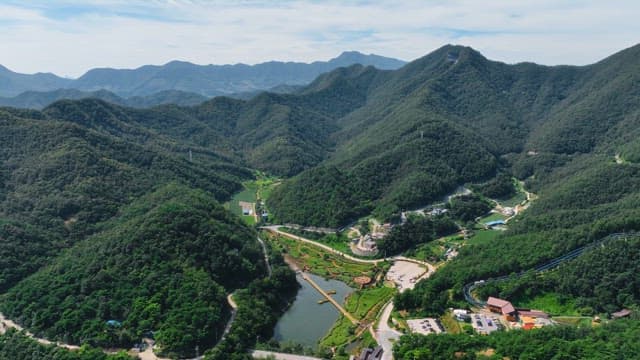 푸른 산의 경치