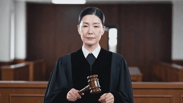 법정에서 의사봉을 든 판사