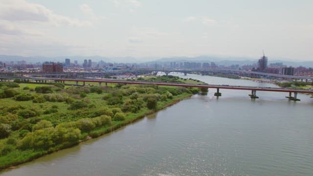 River with a city skyline in the background