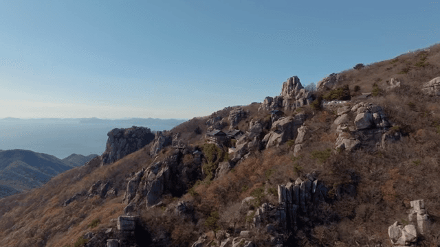 Mountain landscape with a temple