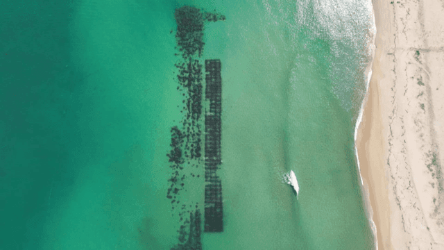 Clear sea with underwater breakwater