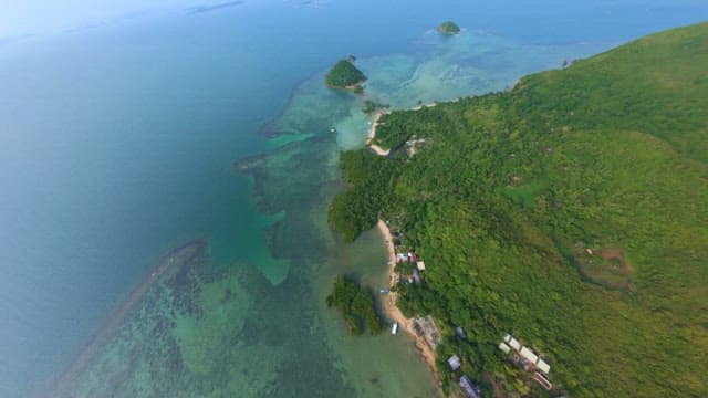 푸른 열대숲이 우거진 평화로운 섬