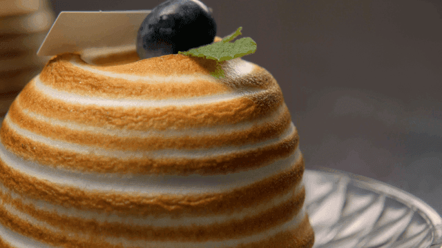 Beautiful dessert topped with blueberries