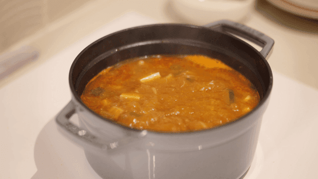 Doenjang jjigae boiling in pot