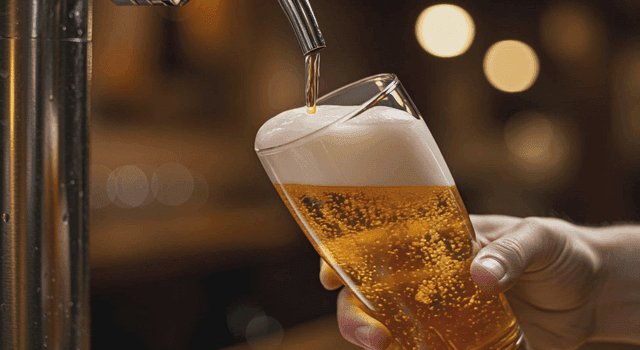 잔에 생맥주를 따르는 장면