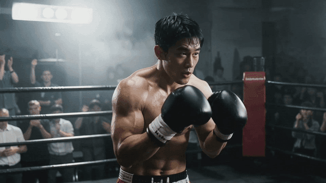 Boxer in ring during match