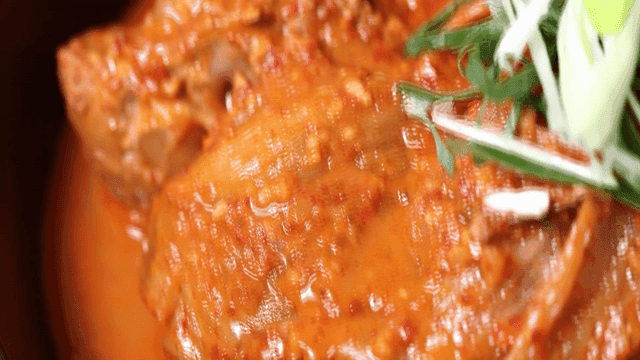 Savory kimchi stew served in pot