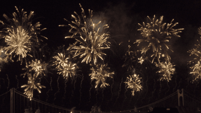 밤하늘을 밝히는 반짝이는 불꽃놀이