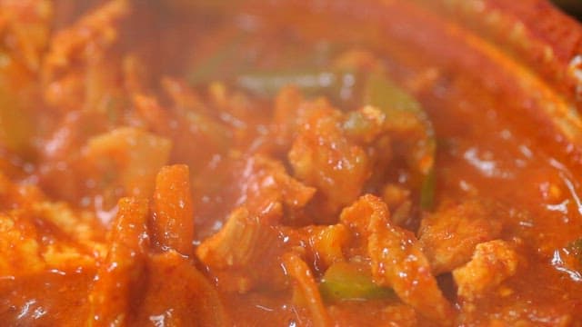 Spicy pork stew with plenty of vegetables, tofu, and meat